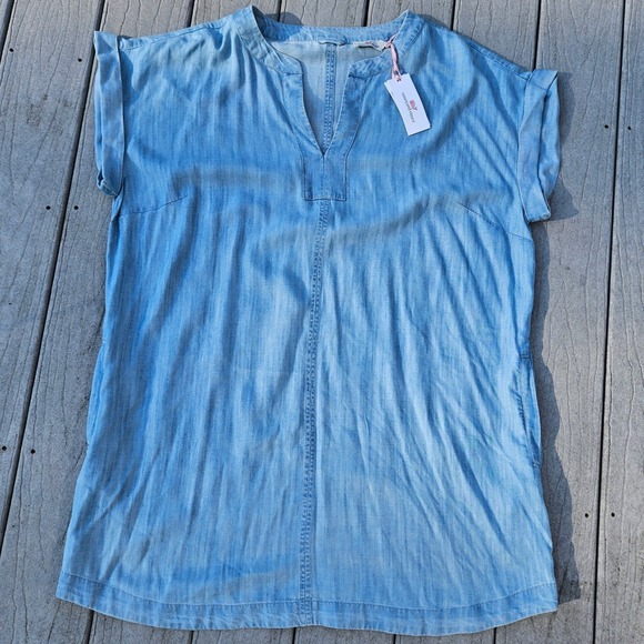Vineyard Vines Dresses & Skirts - Vineyard Vines Womens Chambray Tunic Dress Cloud Blue Tencel XXL NEW